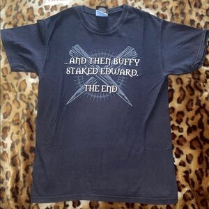 Black Graphic Tee with Buffy Design